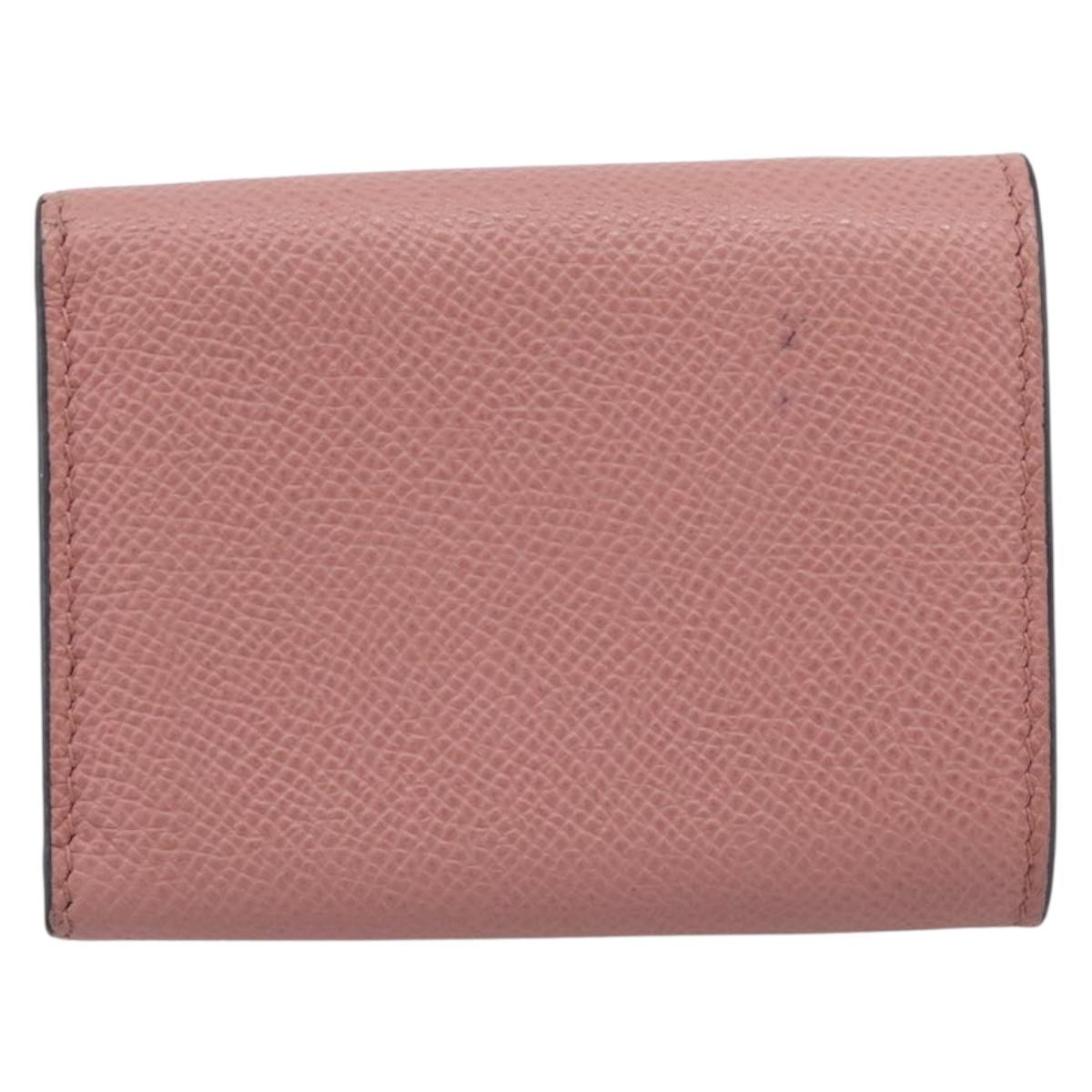 Christian Dior Saddle Compact Wallet Leather Pink Gold Auth 198797A