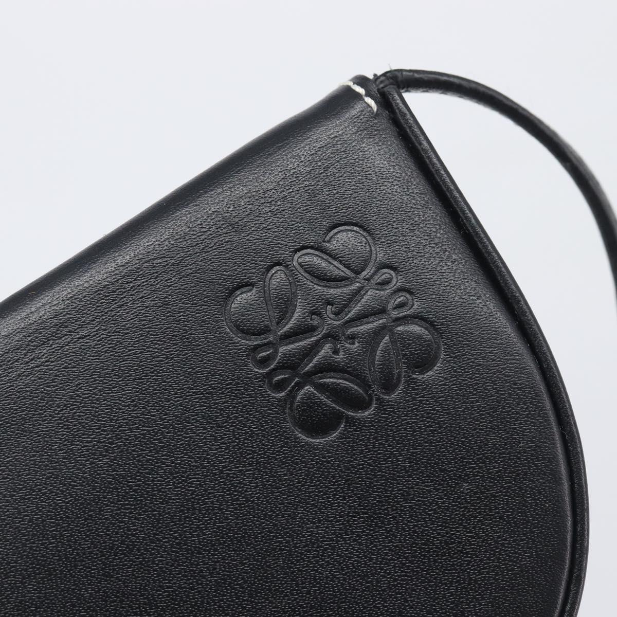 LOEWE Neck Coin Pouch Leather Black Auth 198798A