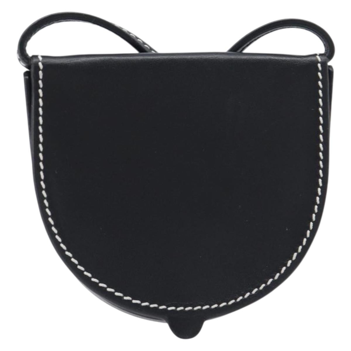 LOEWE Neck Coin Pouch Leather Black Auth 198798A