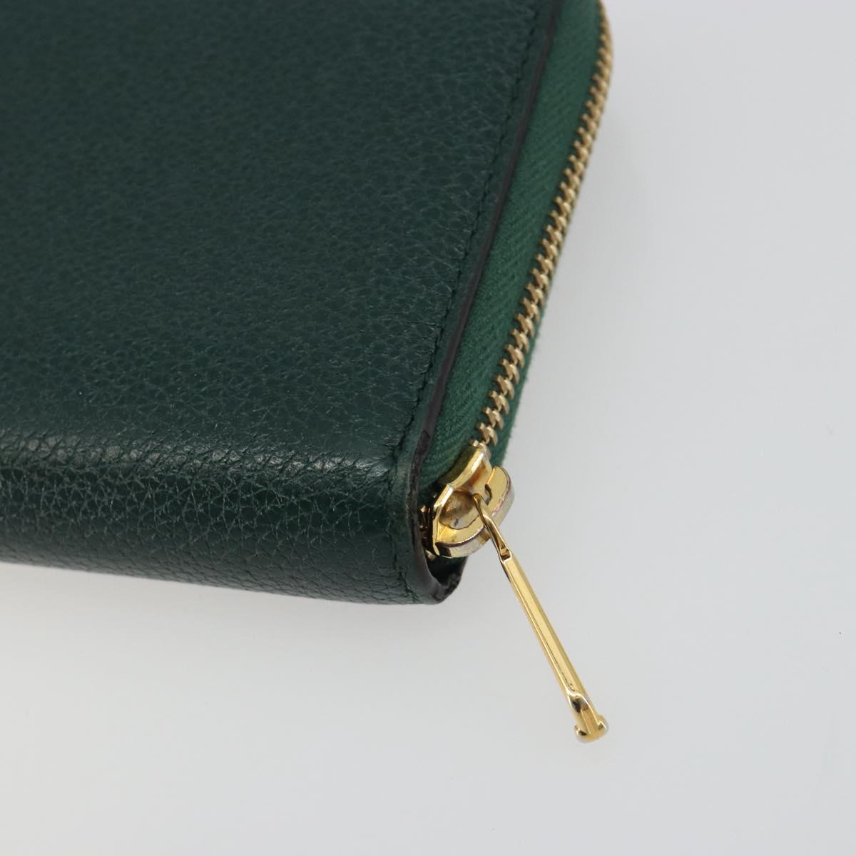 GUCCI Zumi Long Wallet Leather Green Gold 570661 Auth 198799A