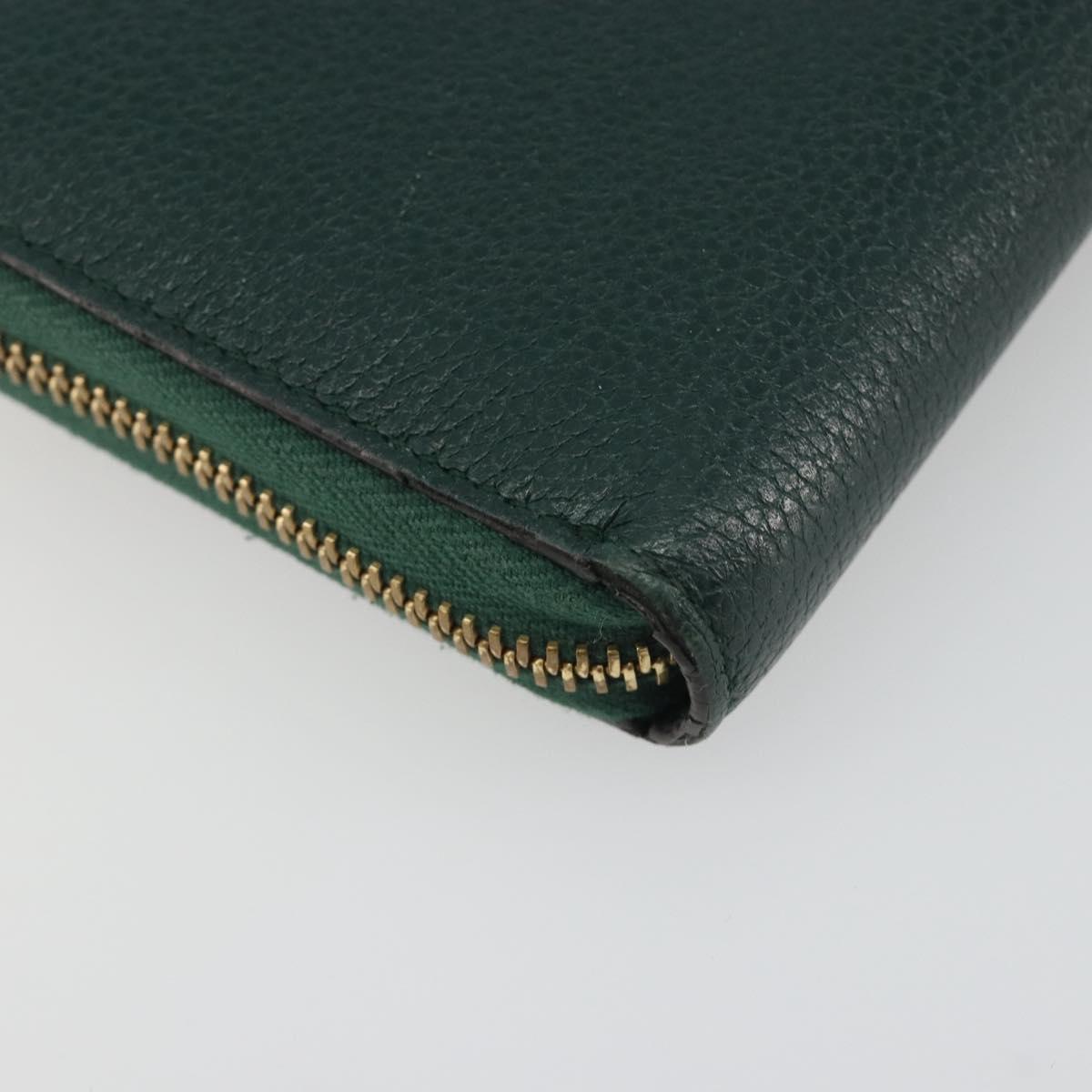 GUCCI Zumi Long Wallet Leather Green Gold 570661 Auth 198799A