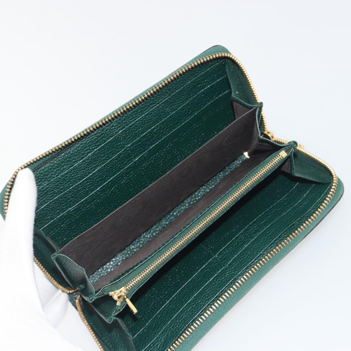 GUCCI Zumi Long Wallet Leather Green Gold 570661 Auth 198799A