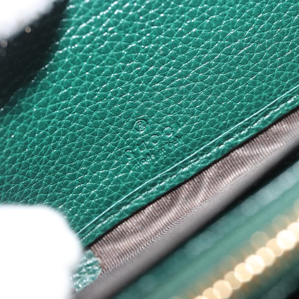 GUCCI Zumi Long Wallet Leather Green Gold 570661 Auth 198799A