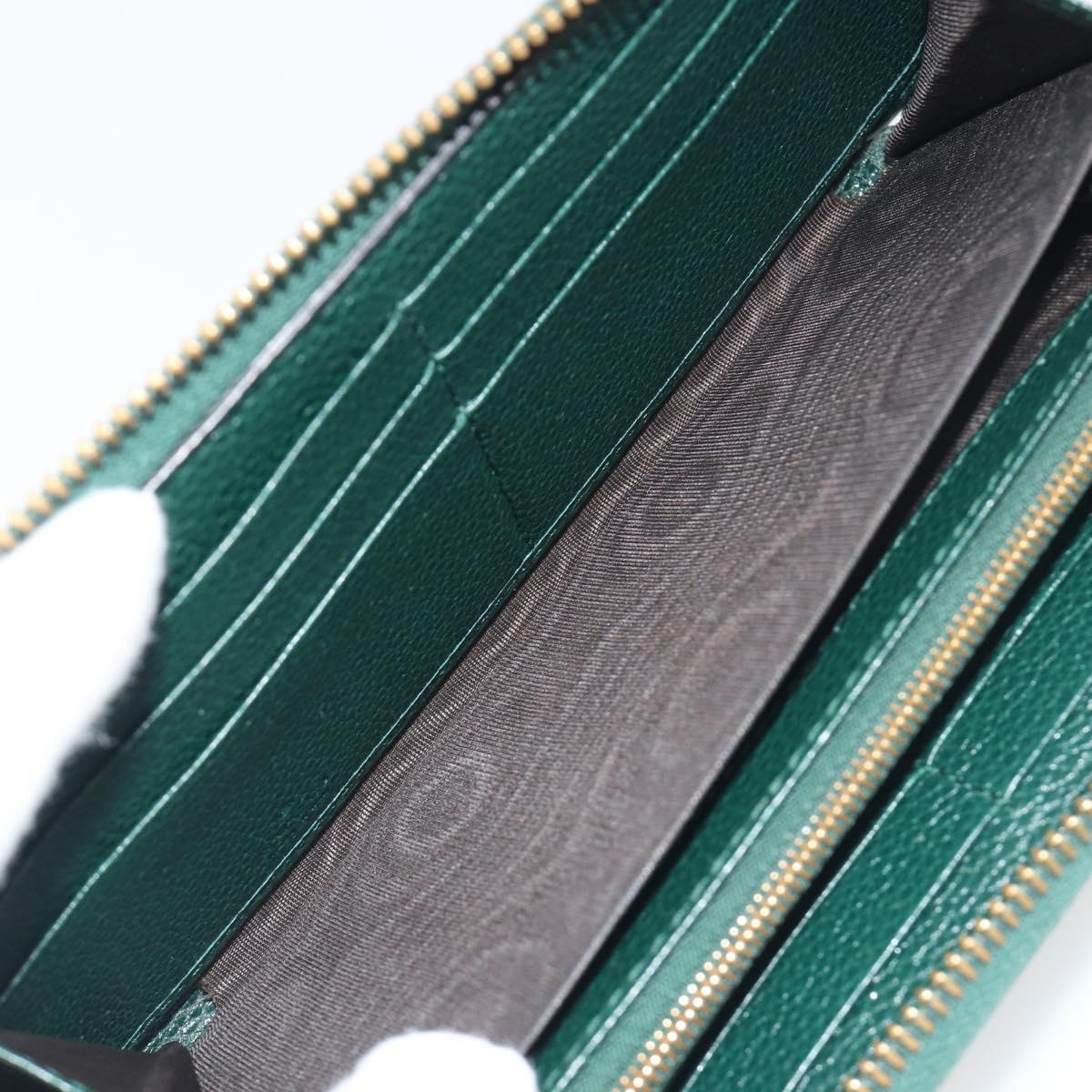 GUCCI Zumi Long Wallet Leather Green Gold 570661 Auth 198799A