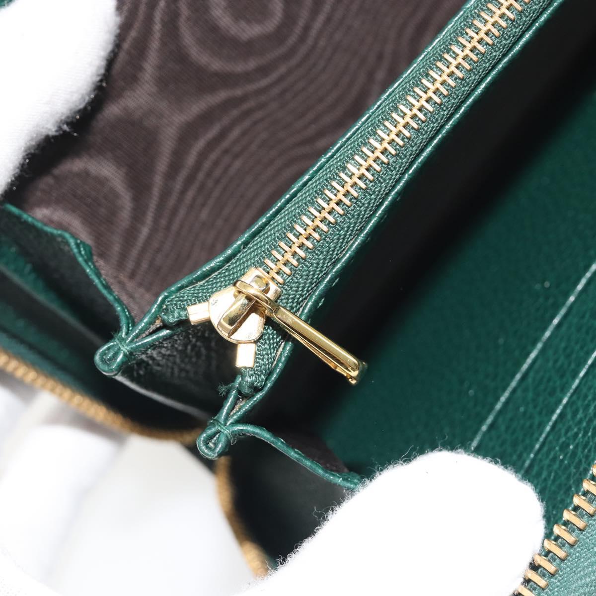 GUCCI Zumi Long Wallet Leather Green Gold 570661 Auth 198799A