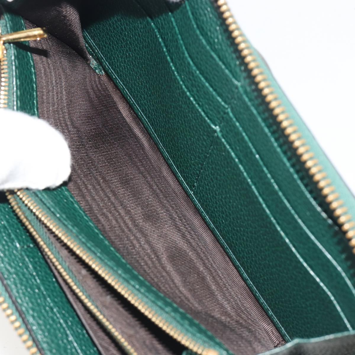 GUCCI Zumi Long Wallet Leather Green Gold 570661 Auth 198799A