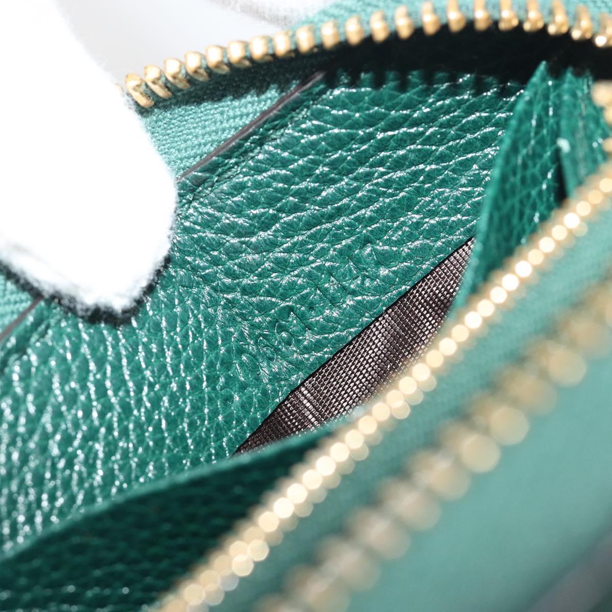 GUCCI Zumi Long Wallet Leather Green Gold 570661 Auth 198799A