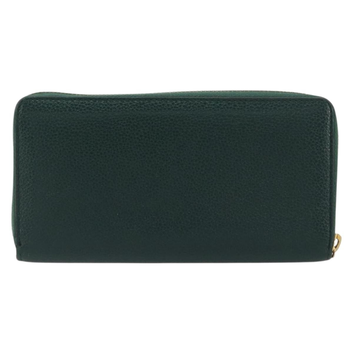GUCCI Zumi Long Wallet Leather Green Gold 570661 Auth 198799A