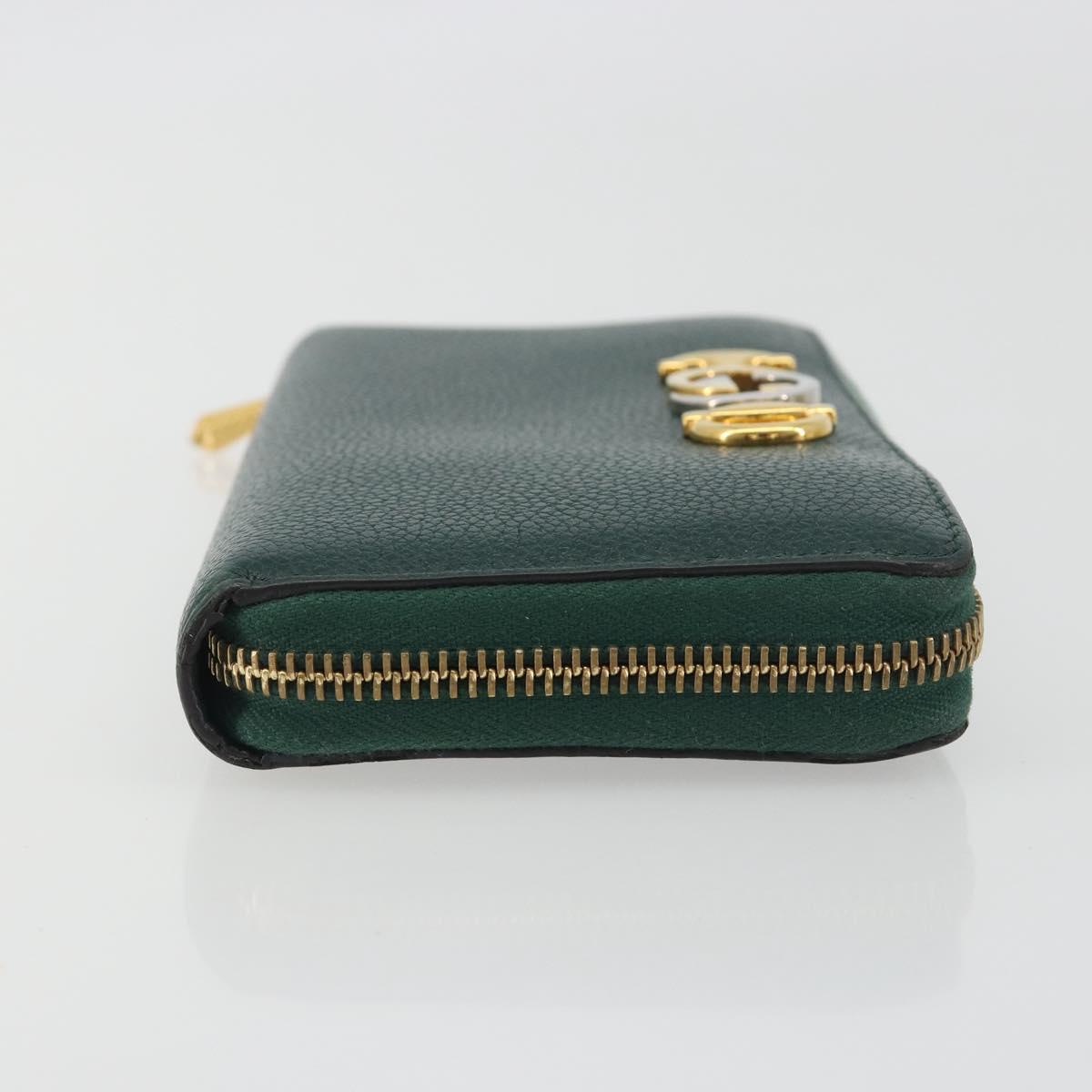 GUCCI Zumi Long Wallet Leather Green Gold 570661 Auth 198799A
