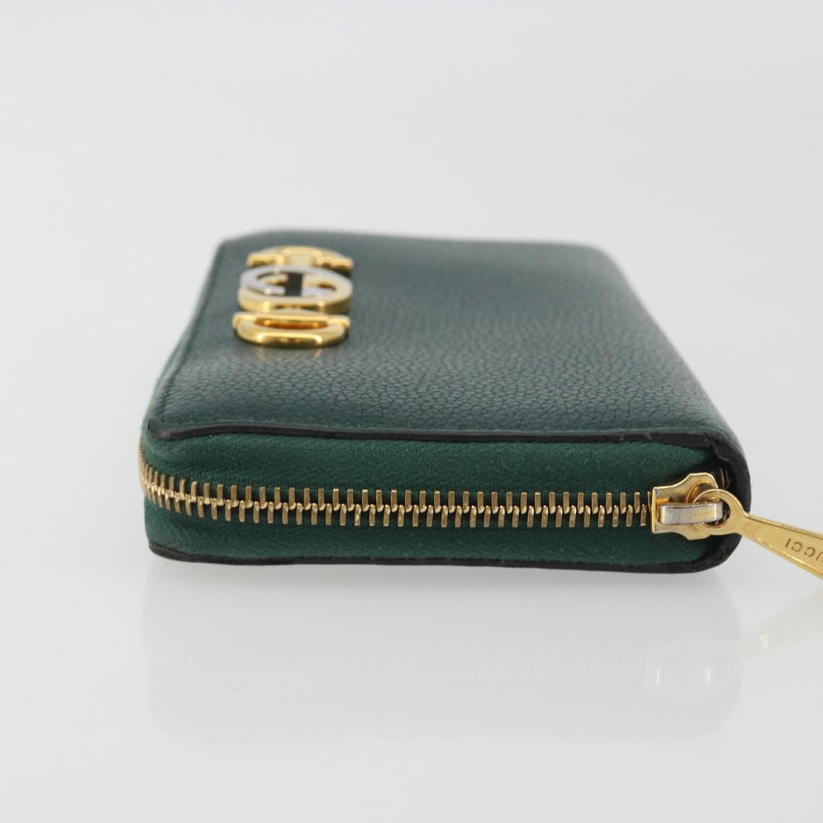 GUCCI Zumi Long Wallet Leather Green Gold 570661 Auth 198799A