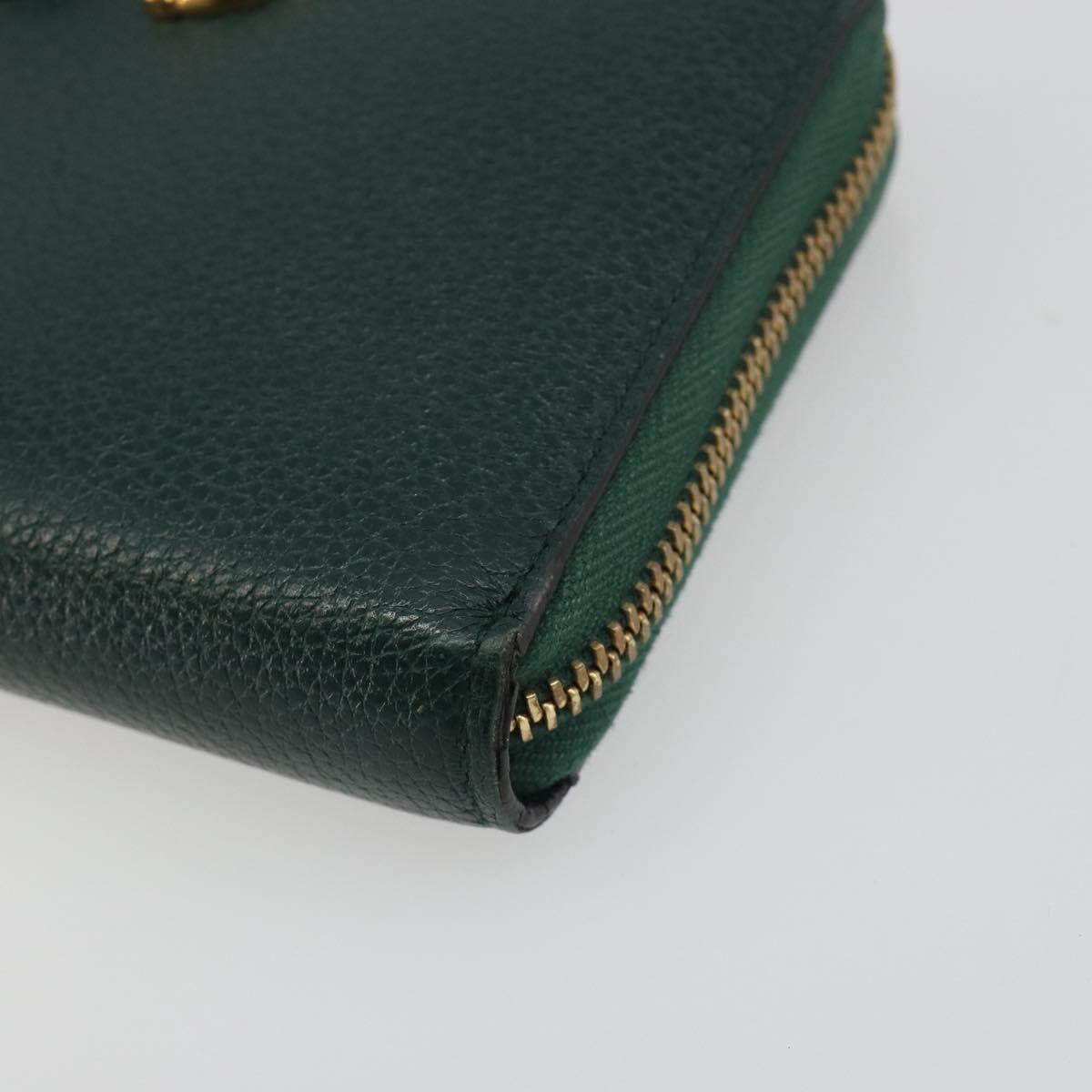 GUCCI Zumi Long Wallet Leather Green Gold 570661 Auth 198799A