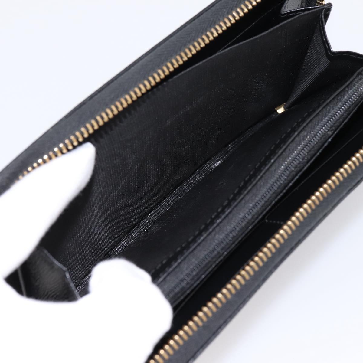 GUCCI Interlocking G Long Wallet Leather Black Gold Auth 198800V