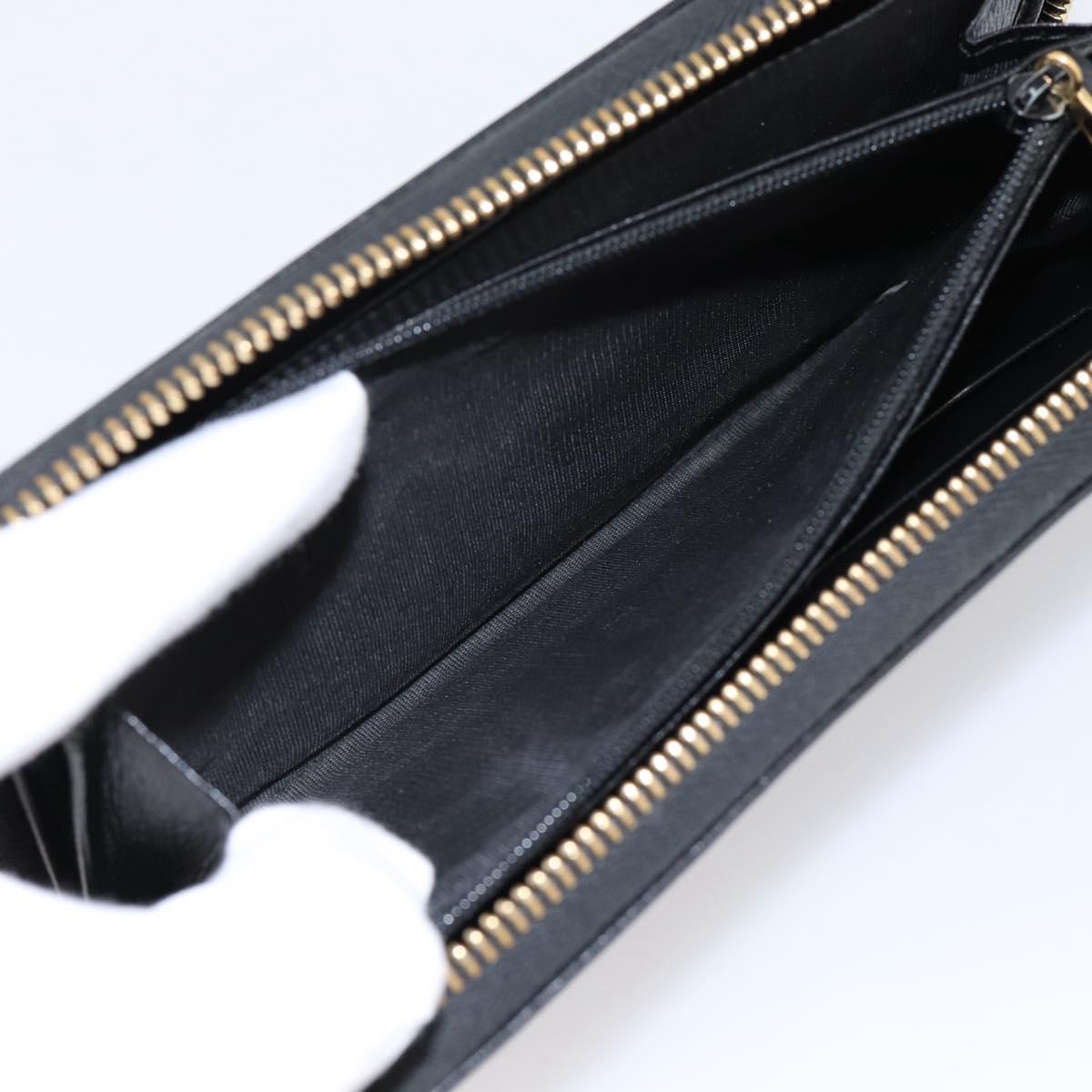 GUCCI Interlocking G Long Wallet Leather Black Gold Auth 198800V