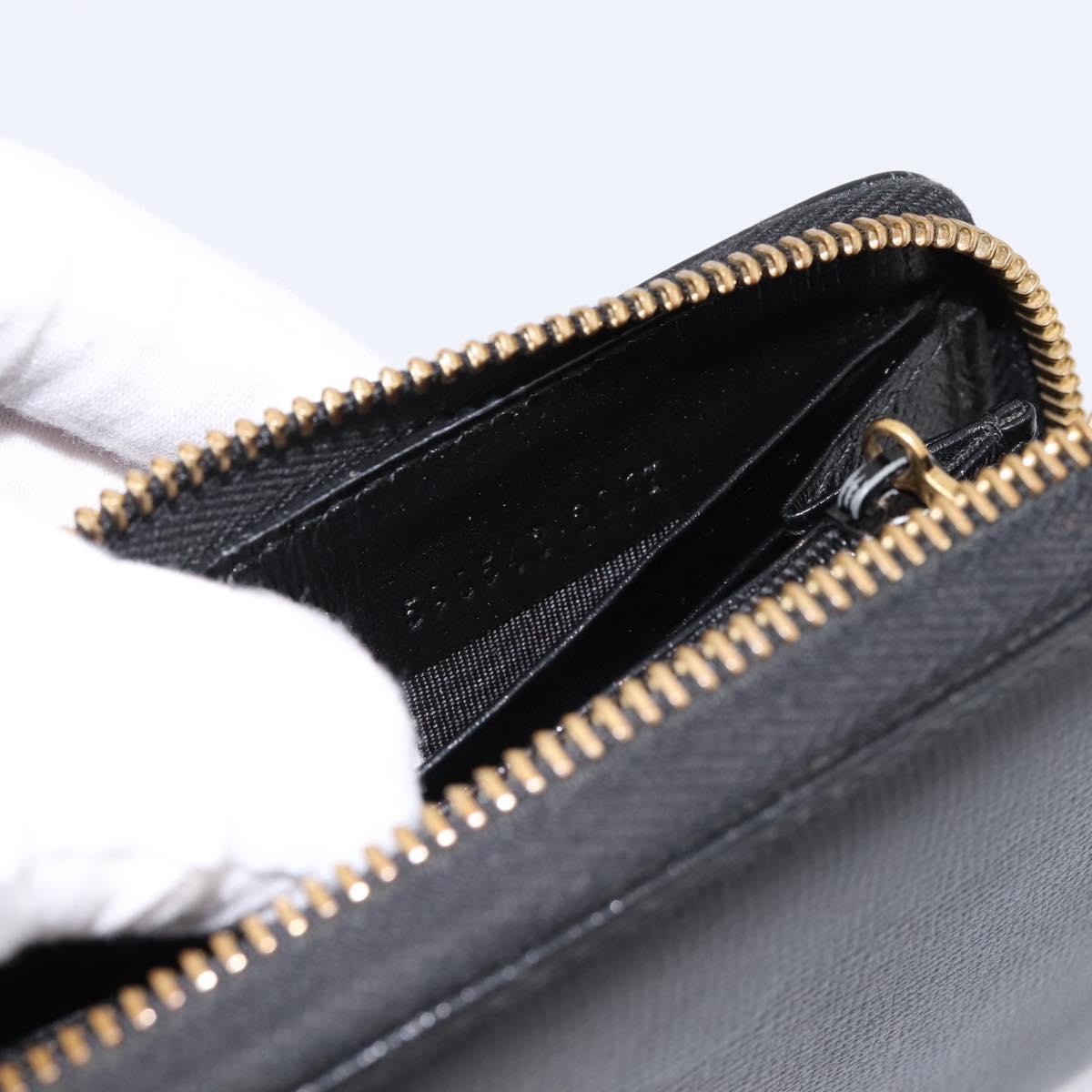 GUCCI Interlocking G Long Wallet Leather Black Gold Auth 198800V