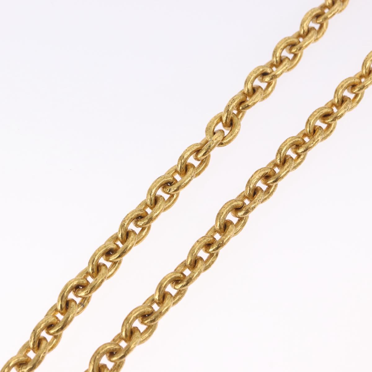 CHANEL COCO Mark Necklace Metal Gold Tone CC Auth 198801V