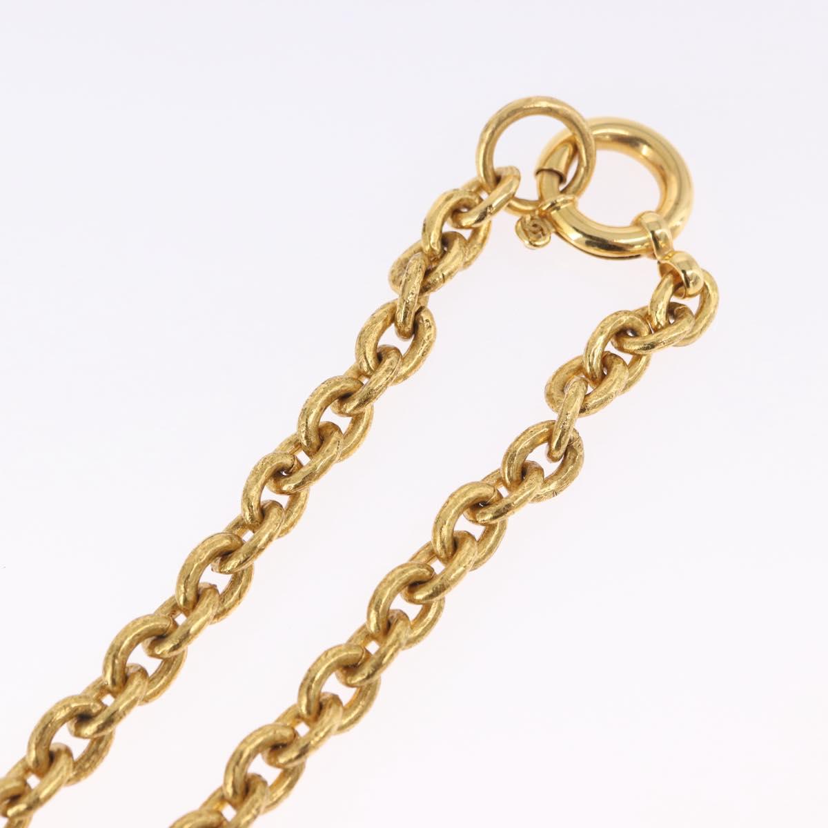 CHANEL COCO Mark Necklace Metal Gold Tone CC Auth 198801V