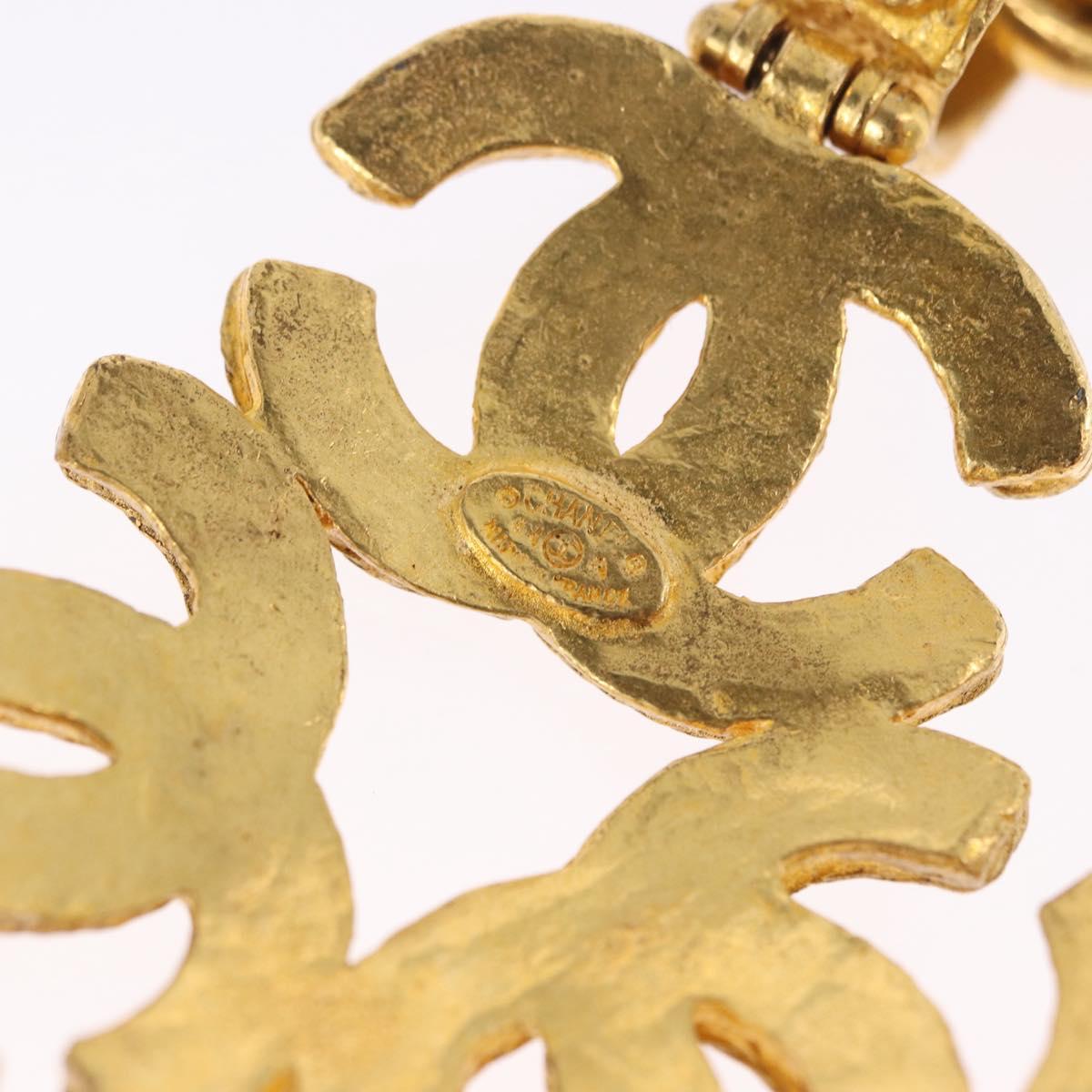 CHANEL COCO Mark Necklace Metal Gold Tone CC Auth 198801V