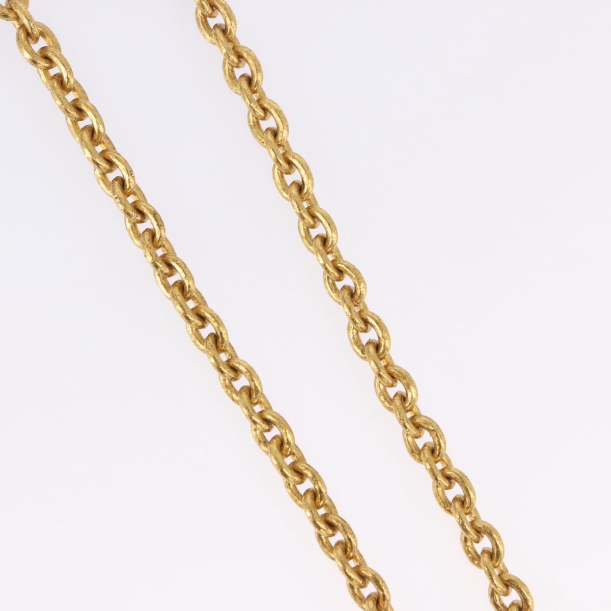 CHANEL COCO Mark Necklace Metal Gold Tone CC Auth 198801V