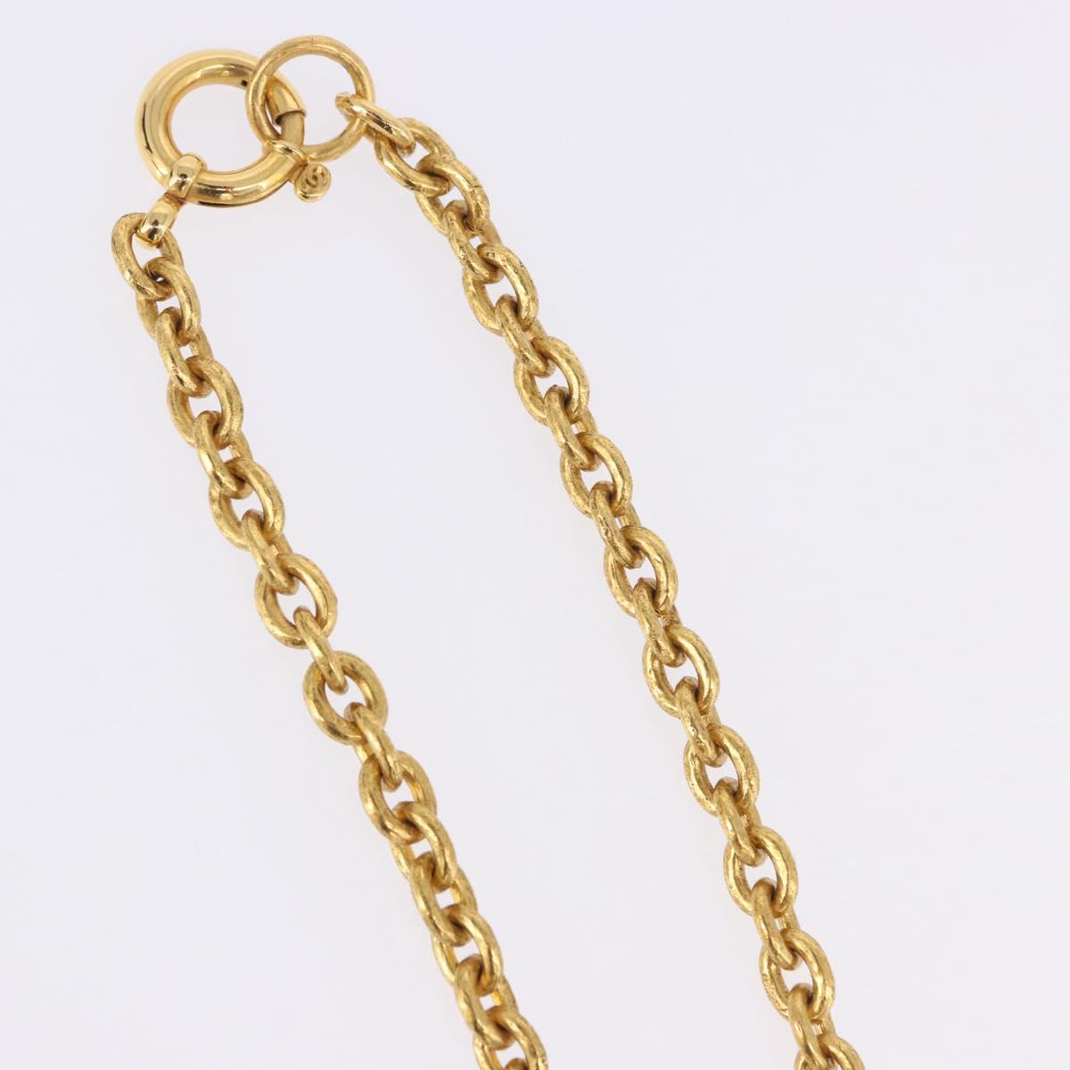 CHANEL COCO Mark Necklace Metal Gold Tone CC Auth 198801V