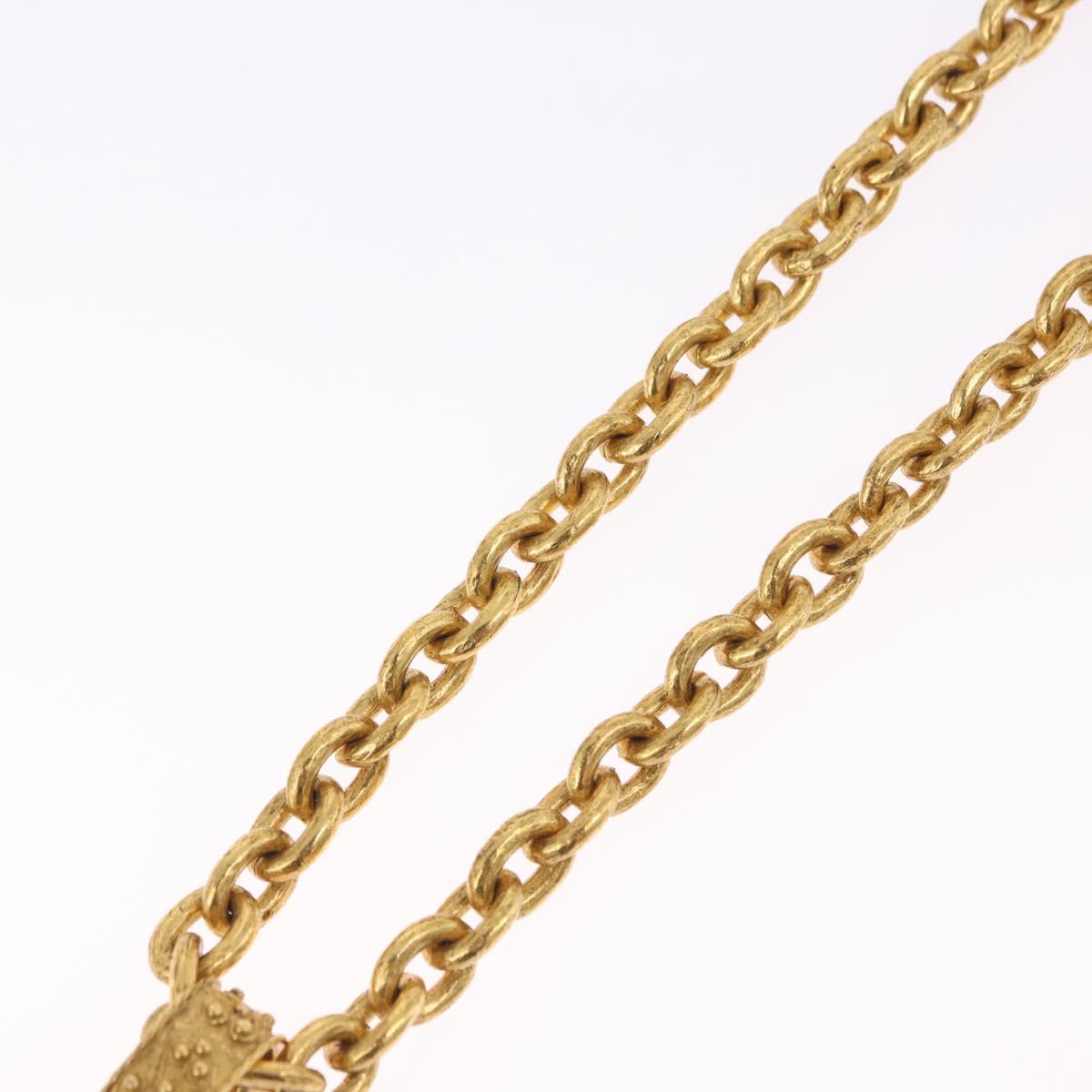 CHANEL COCO Mark Necklace Metal Gold Tone CC Auth 198801V