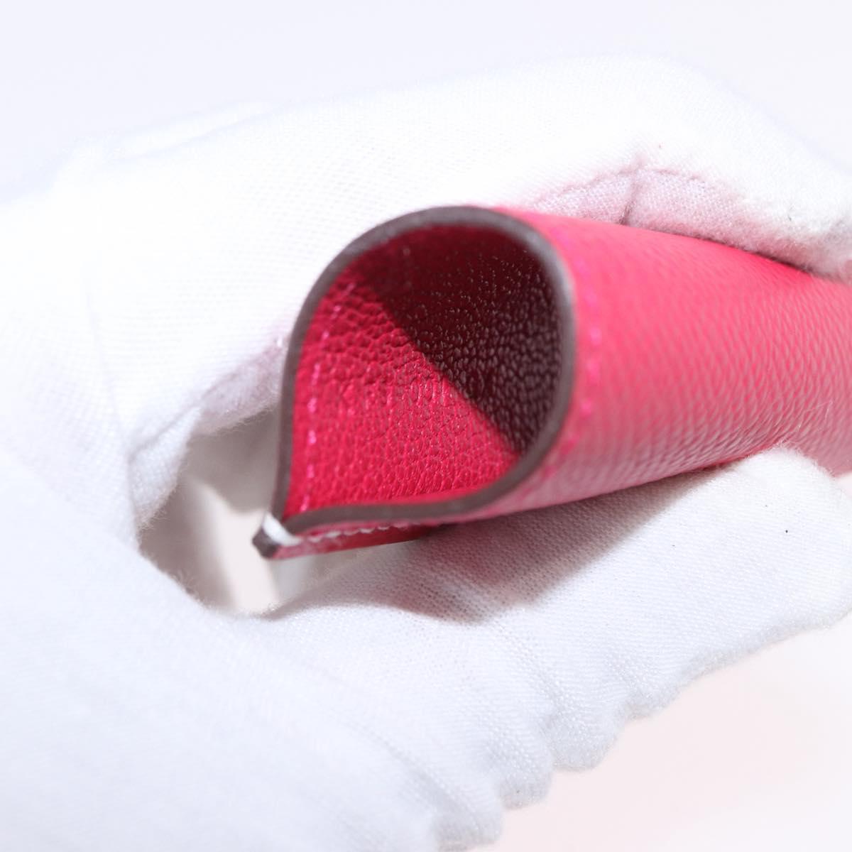 HERMES Lip Case Leather Pink Auth 198806M