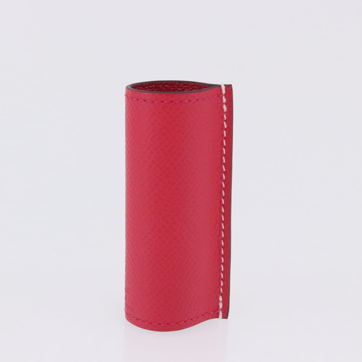 HERMES Lip Case Leather Pink Auth 198806M