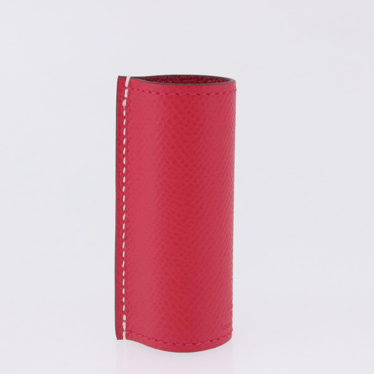 HERMES Lip Case Leather Pink Auth 198806M