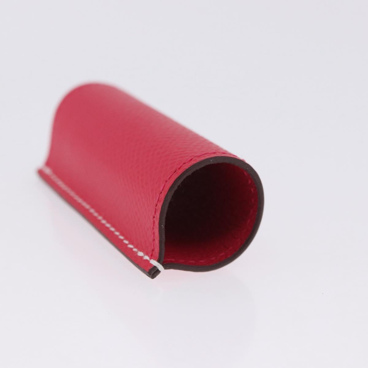 HERMES Lip Case Leather Pink Auth 198806M