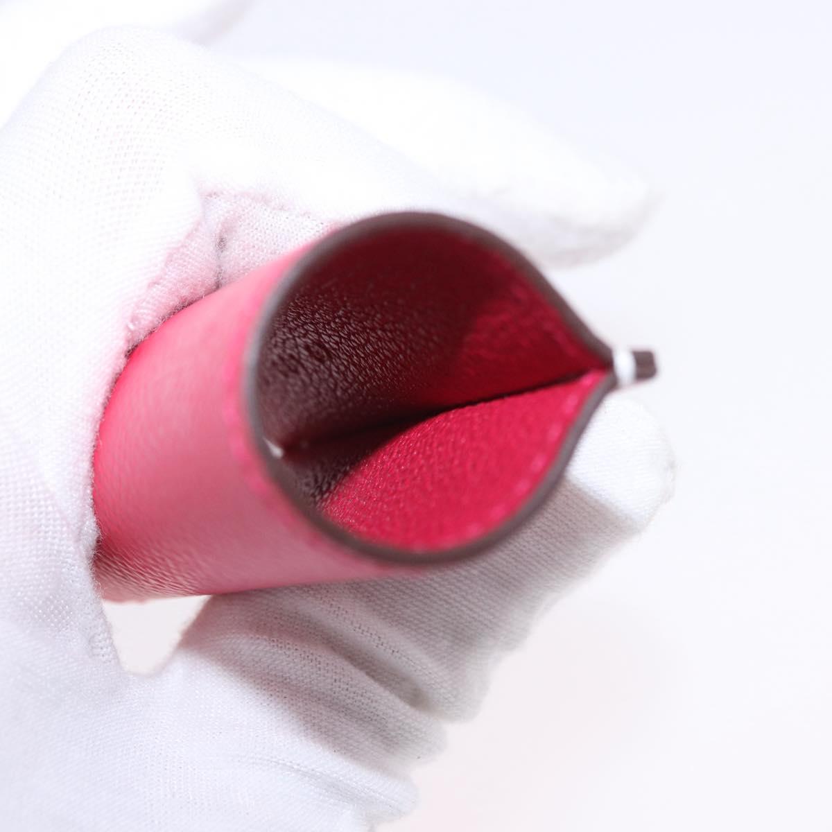 HERMES Lip Case Leather Pink Auth 198806M