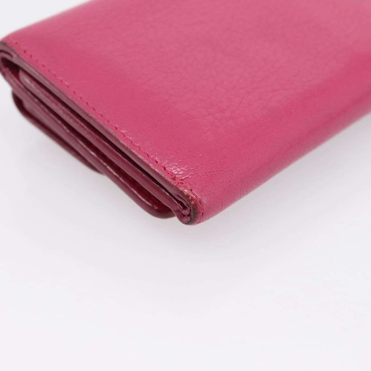 Miu Miu Compact Wallet Leather Pink Gold Auth 198809A