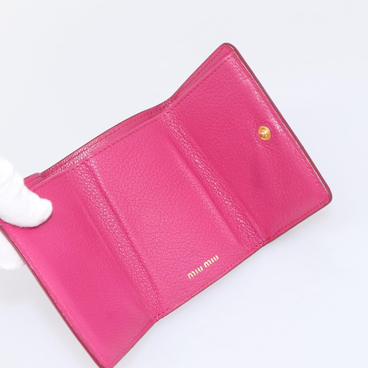 Miu Miu Compact Wallet Leather Pink Gold Auth 198809A