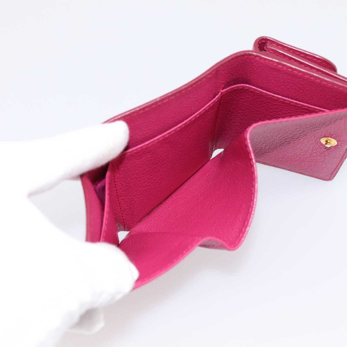 Miu Miu Compact Wallet Leather Pink Gold Auth 198809A