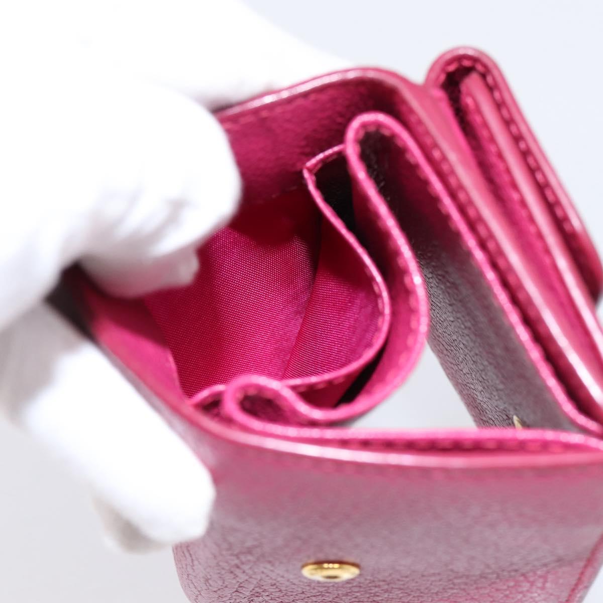 Miu Miu Compact Wallet Leather Pink Gold Auth 198809A