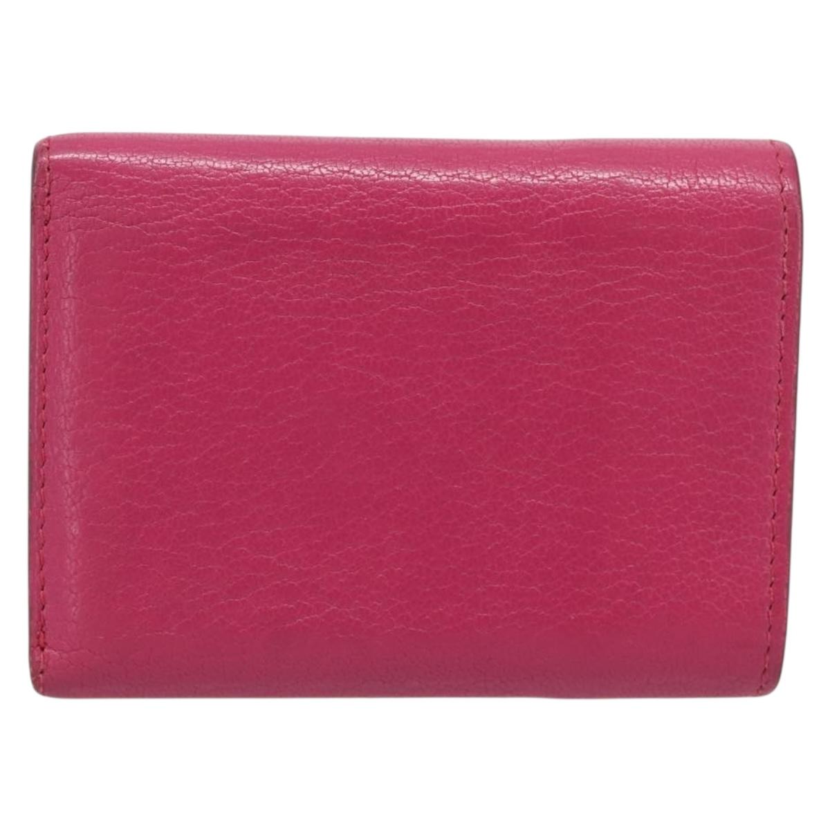 Miu Miu Compact Wallet Leather Pink Gold Auth 198809A