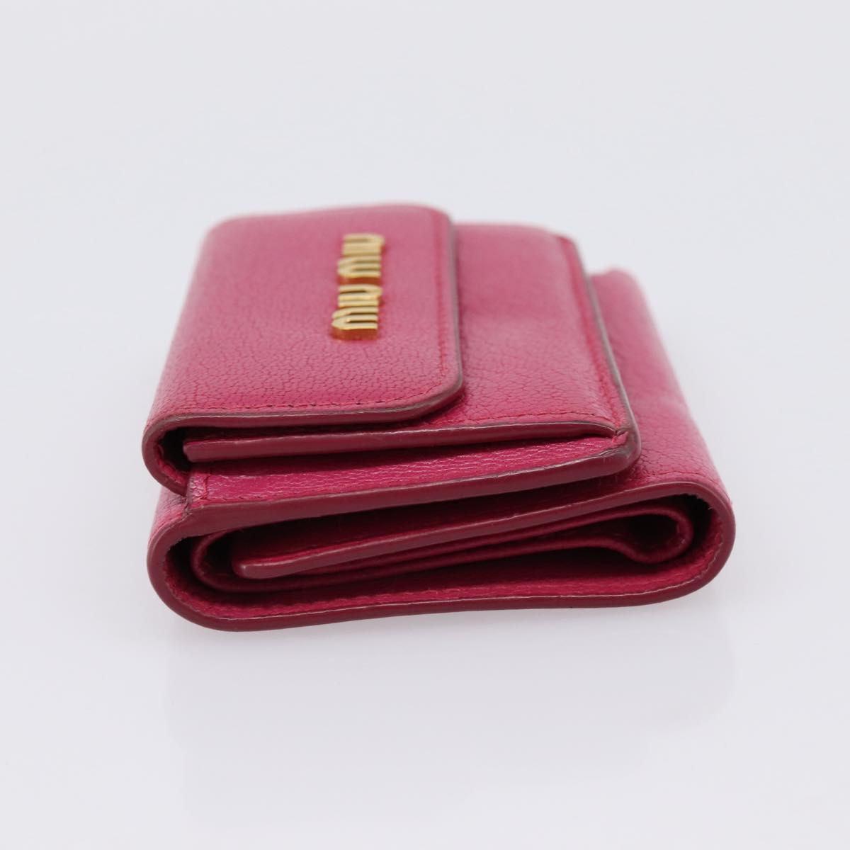 Miu Miu Compact Wallet Leather Pink Gold Auth 198809A