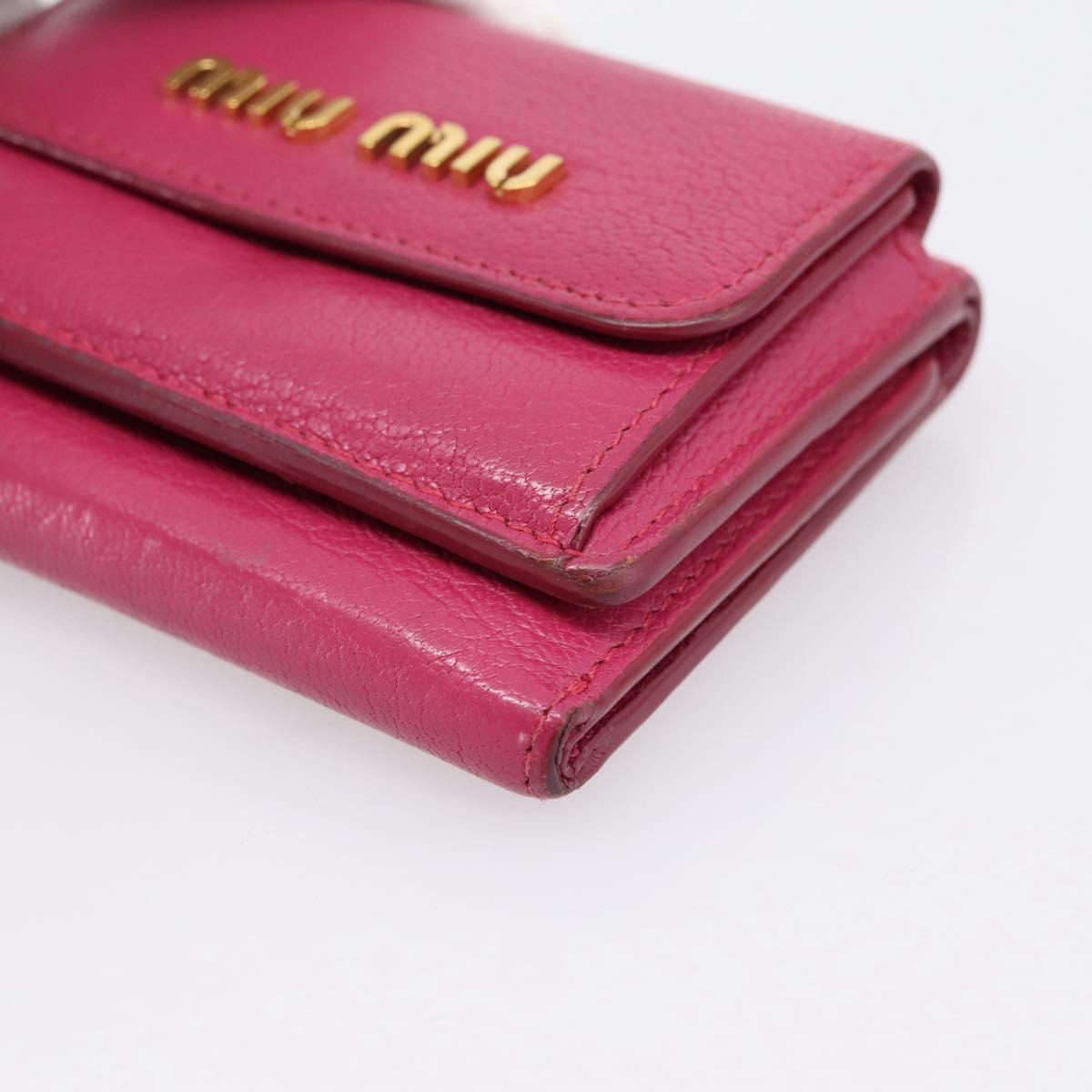Miu Miu Compact Wallet Leather Pink Gold Auth 198809A