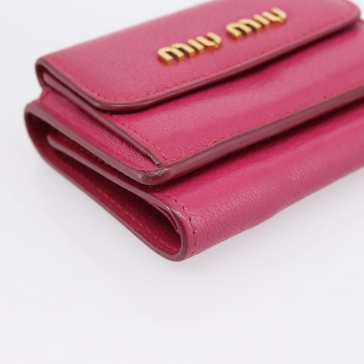 Miu Miu Compact Wallet Leather Pink Gold Auth 198809A