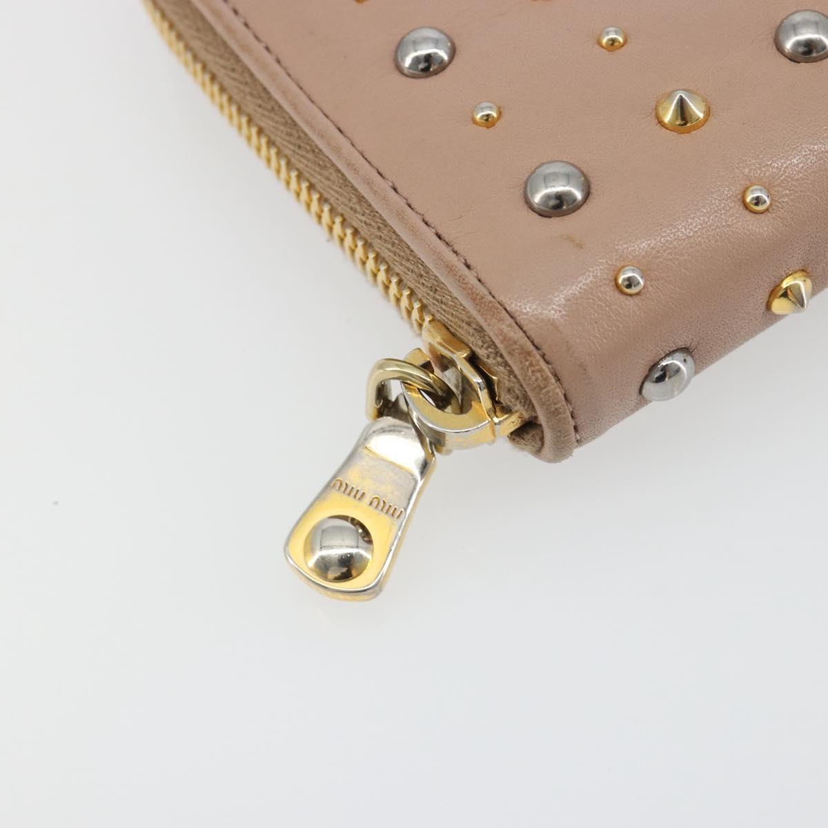 Miu Miu Long Wallet Leather Pink Gold Silver Auth 198810A