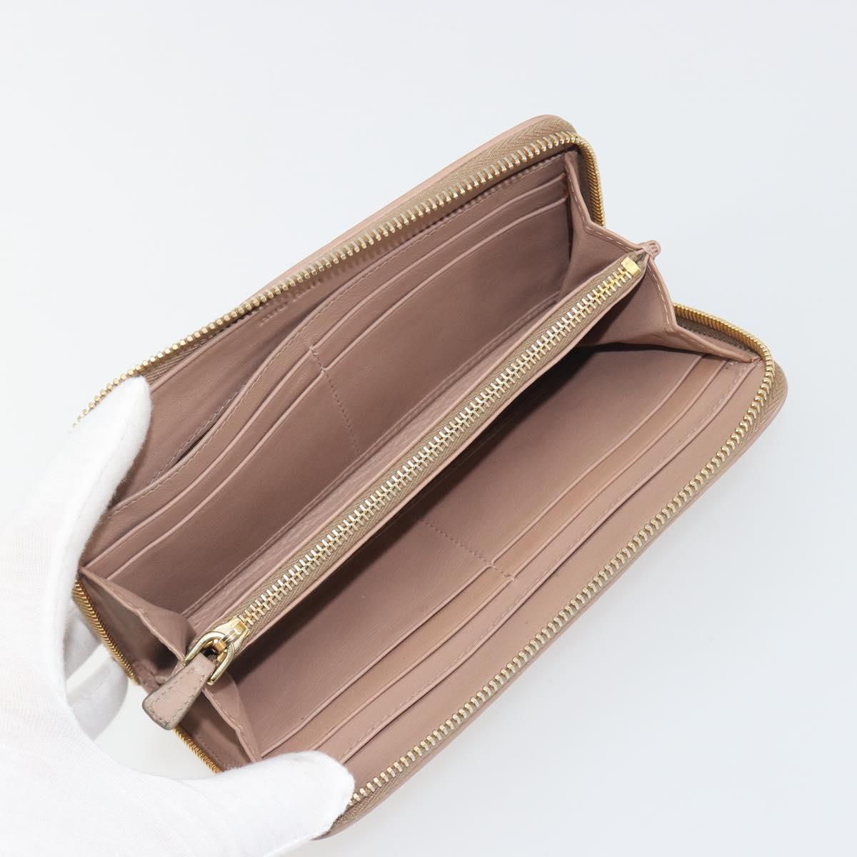 Miu Miu Long Wallet Leather Pink Gold Silver Auth 198810A