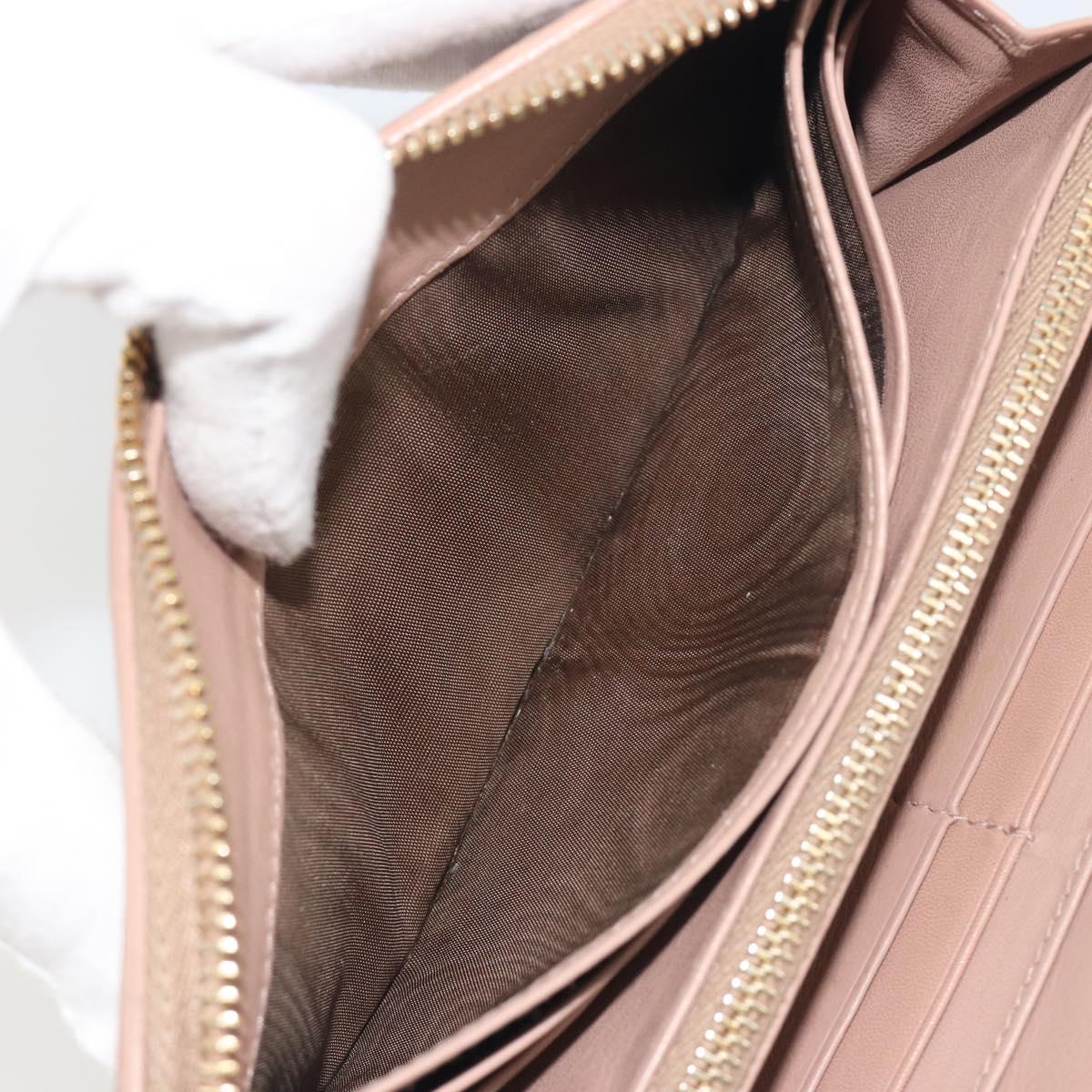 Miu Miu Long Wallet Leather Pink Gold Silver Auth 198810A