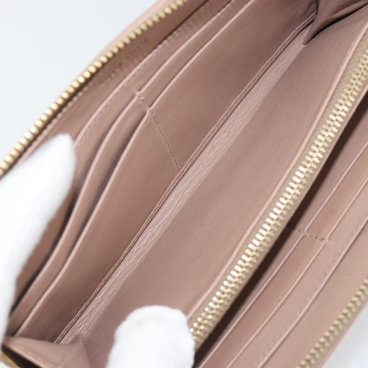 Miu Miu Long Wallet Leather Pink Gold Silver Auth 198810A