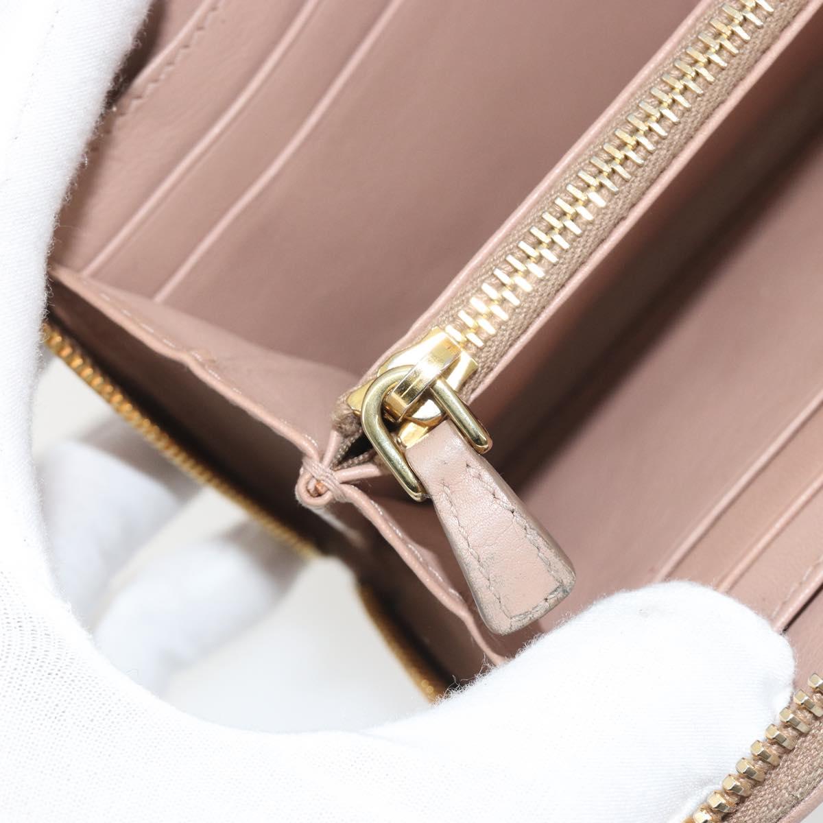 Miu Miu Long Wallet Leather Pink Gold Silver Auth 198810A
