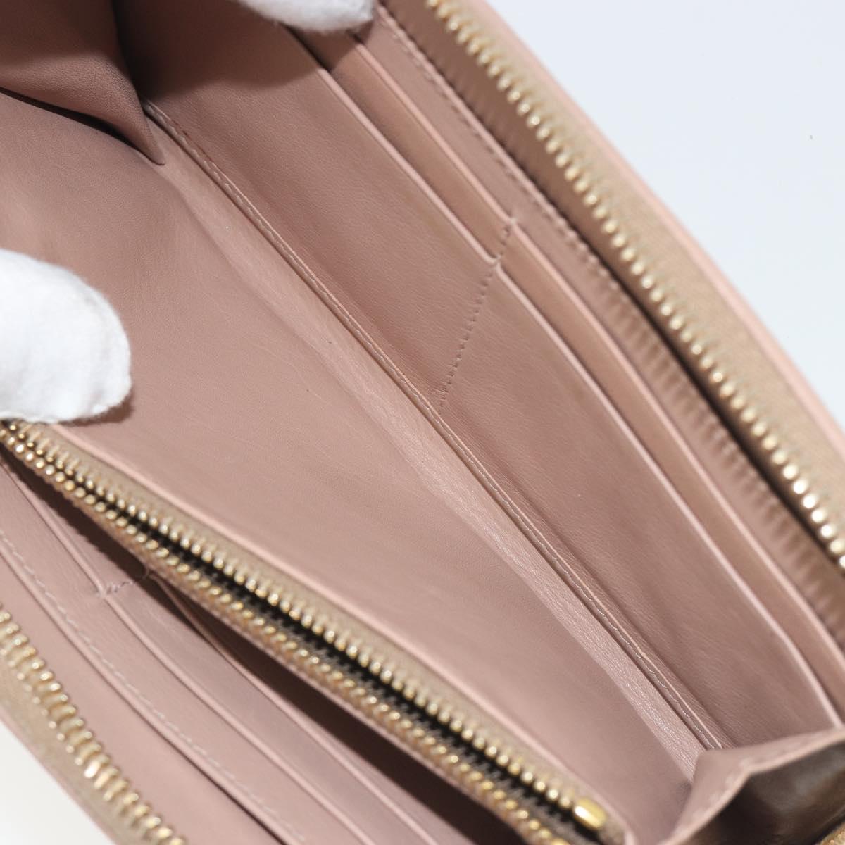 Miu Miu Long Wallet Leather Pink Gold Silver Auth 198810A
