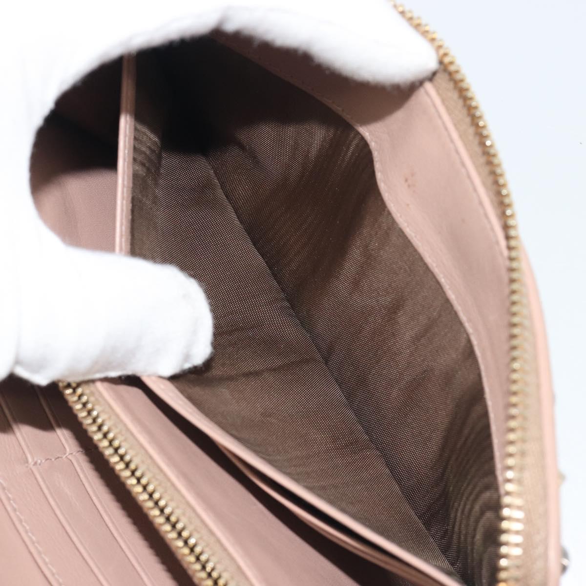 Miu Miu Long Wallet Leather Pink Gold Silver Auth 198810A