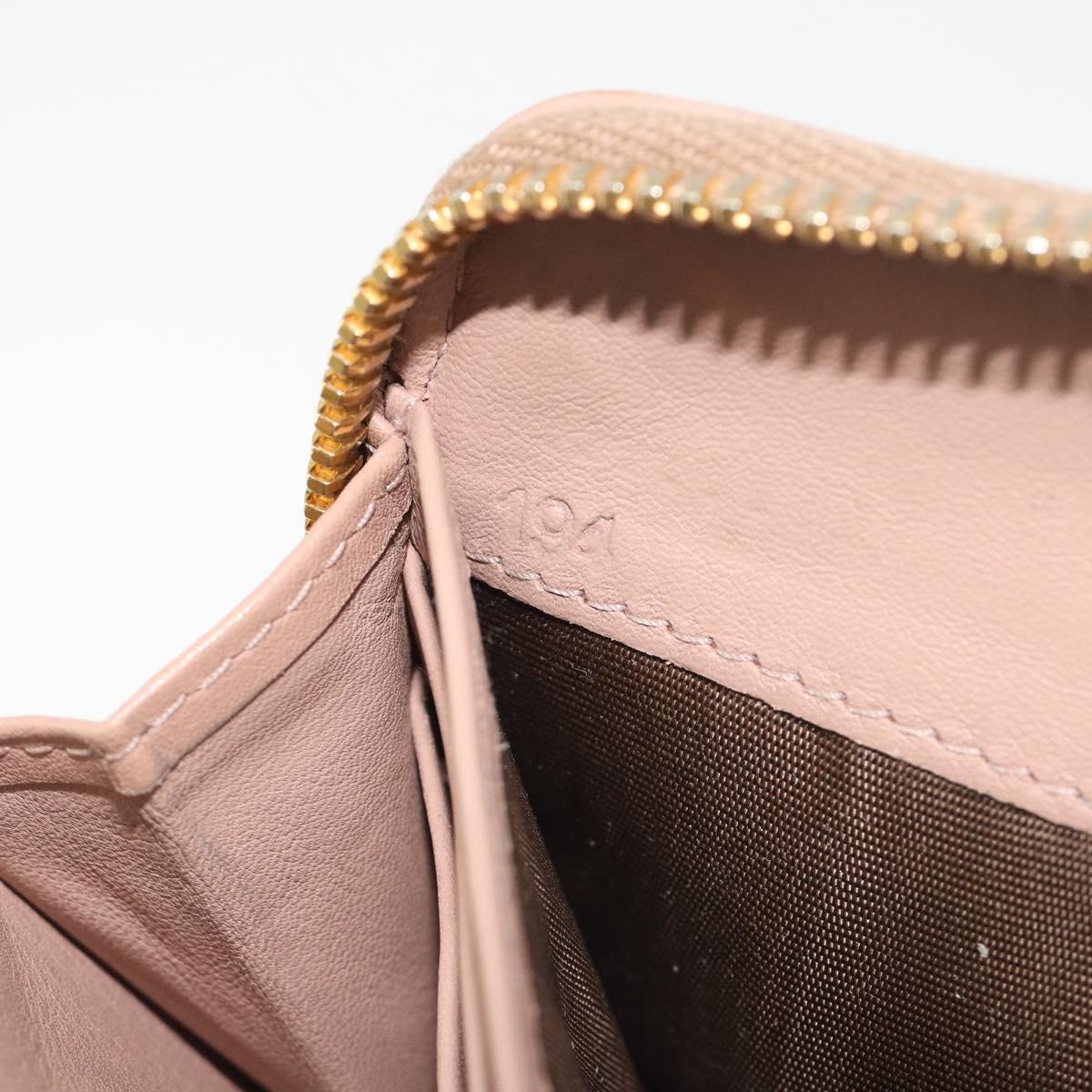 Miu Miu Long Wallet Leather Pink Gold Silver Auth 198810A