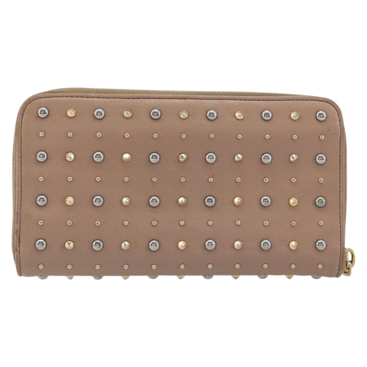 Miu Miu Long Wallet Leather Pink Gold Silver Auth 198810A