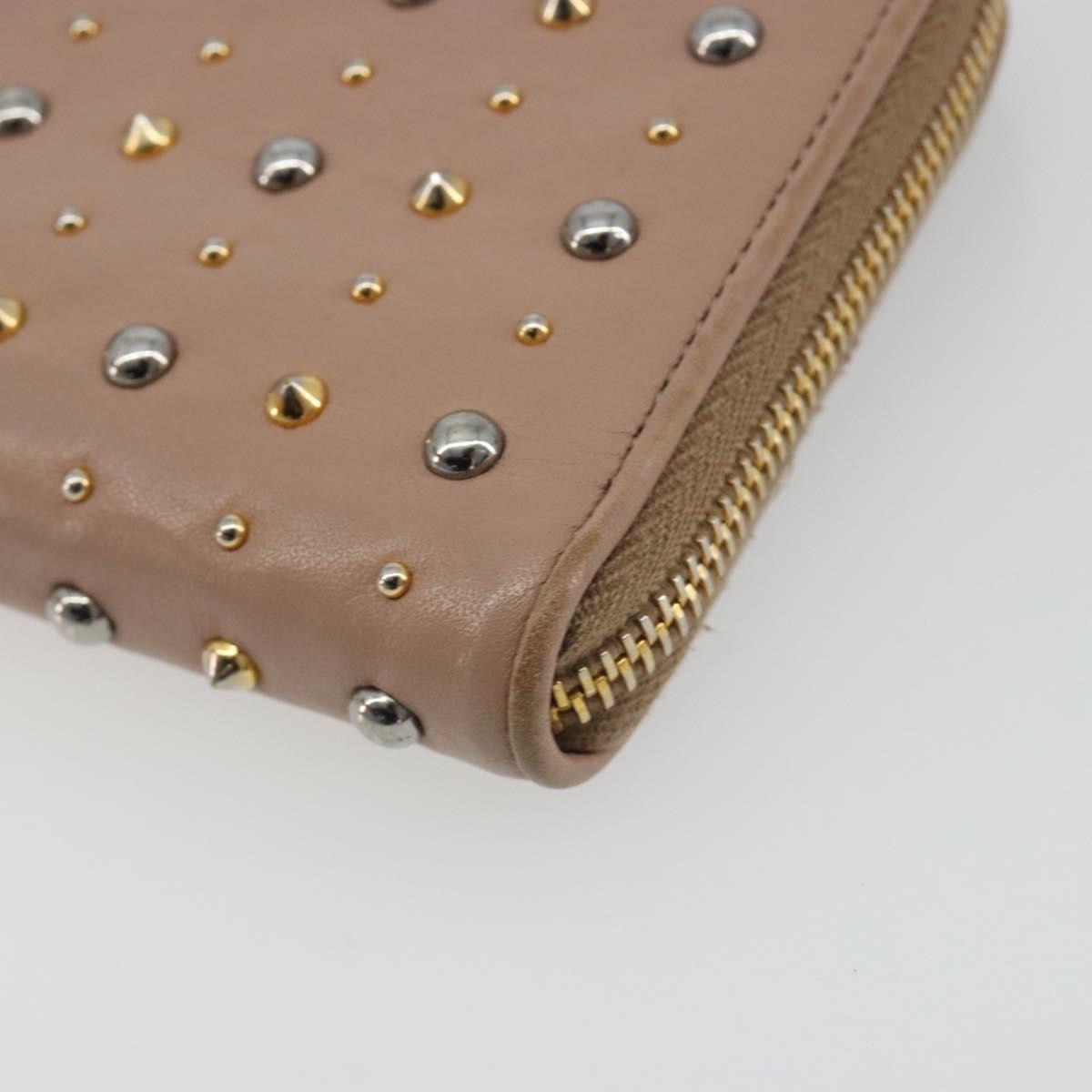 Miu Miu Long Wallet Leather Pink Gold Silver Auth 198810A