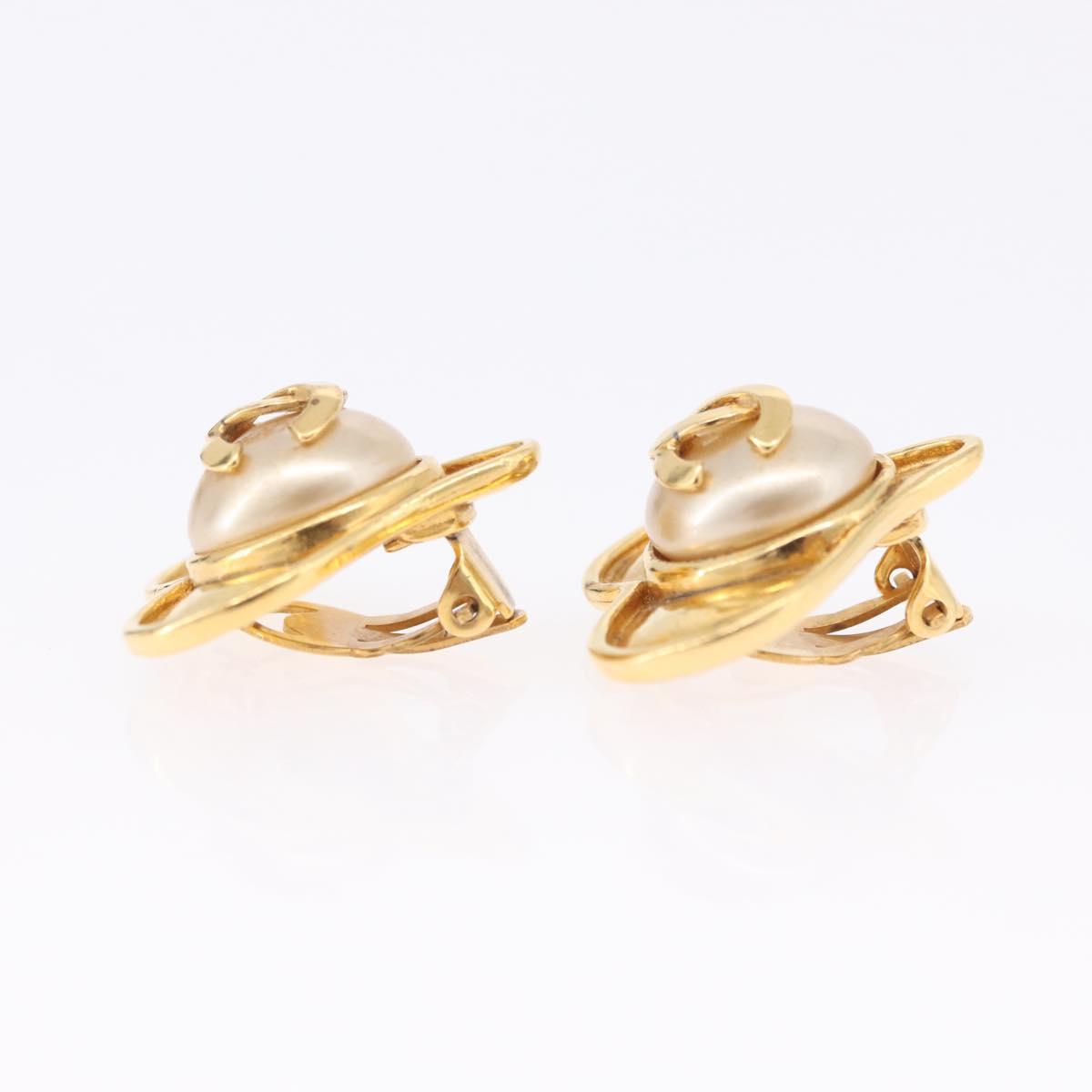 CHANEL Earring Metal Gold Tone CC Auth 198811V