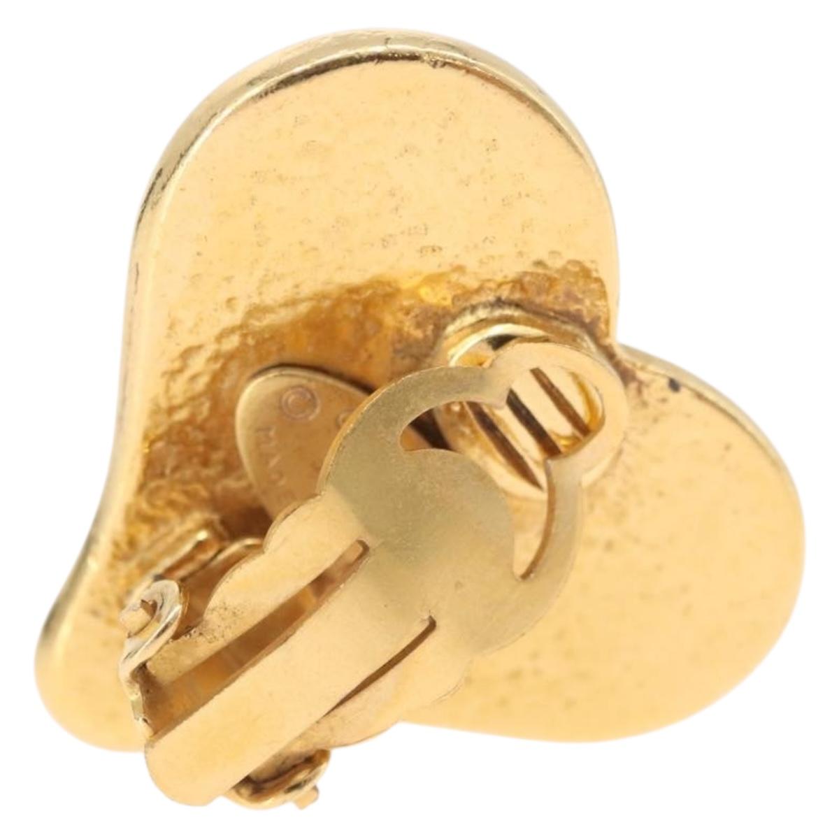 CHANEL Earring Metal Gold Tone CC Auth 198811V
