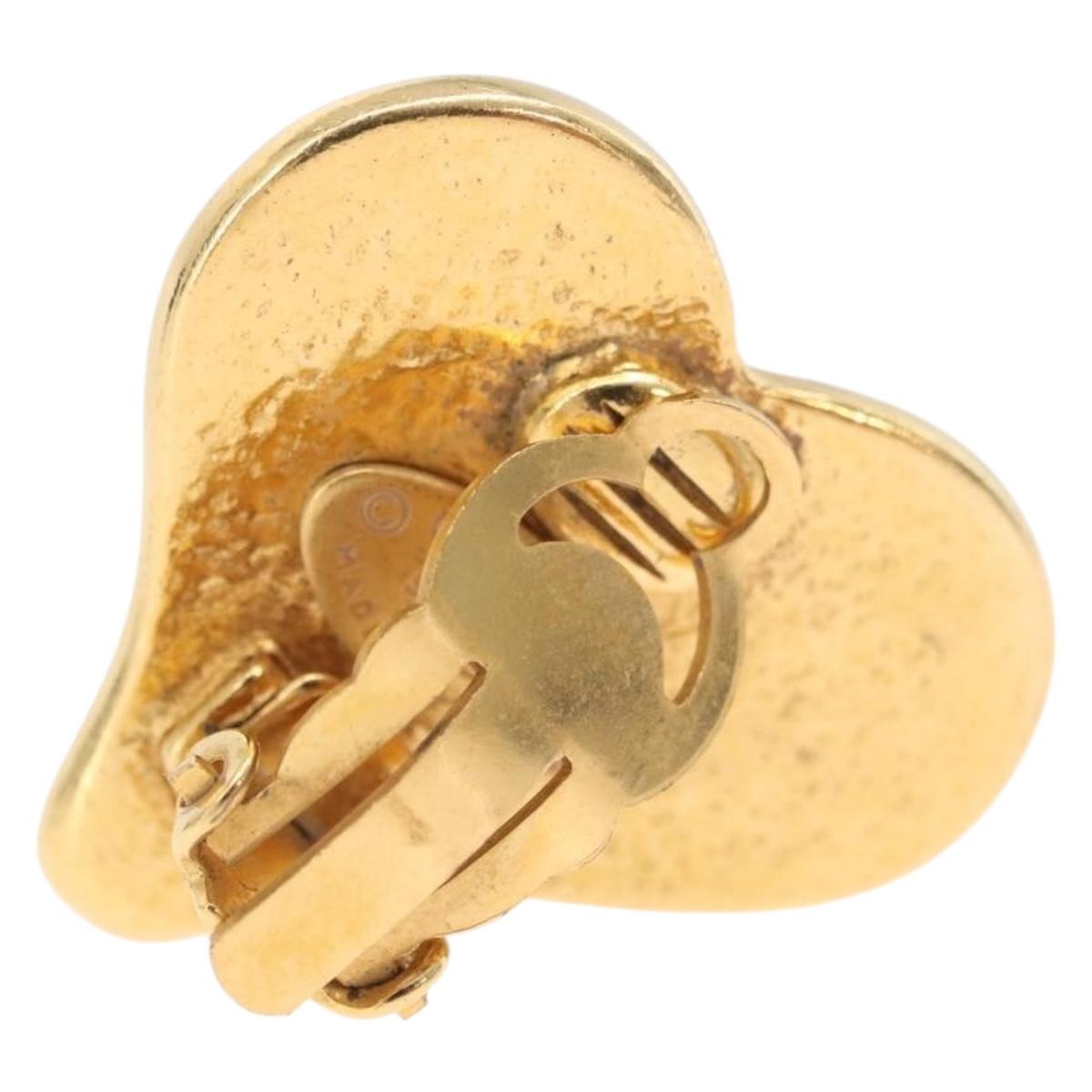 CHANEL Earring Metal Gold Tone CC Auth 198811V